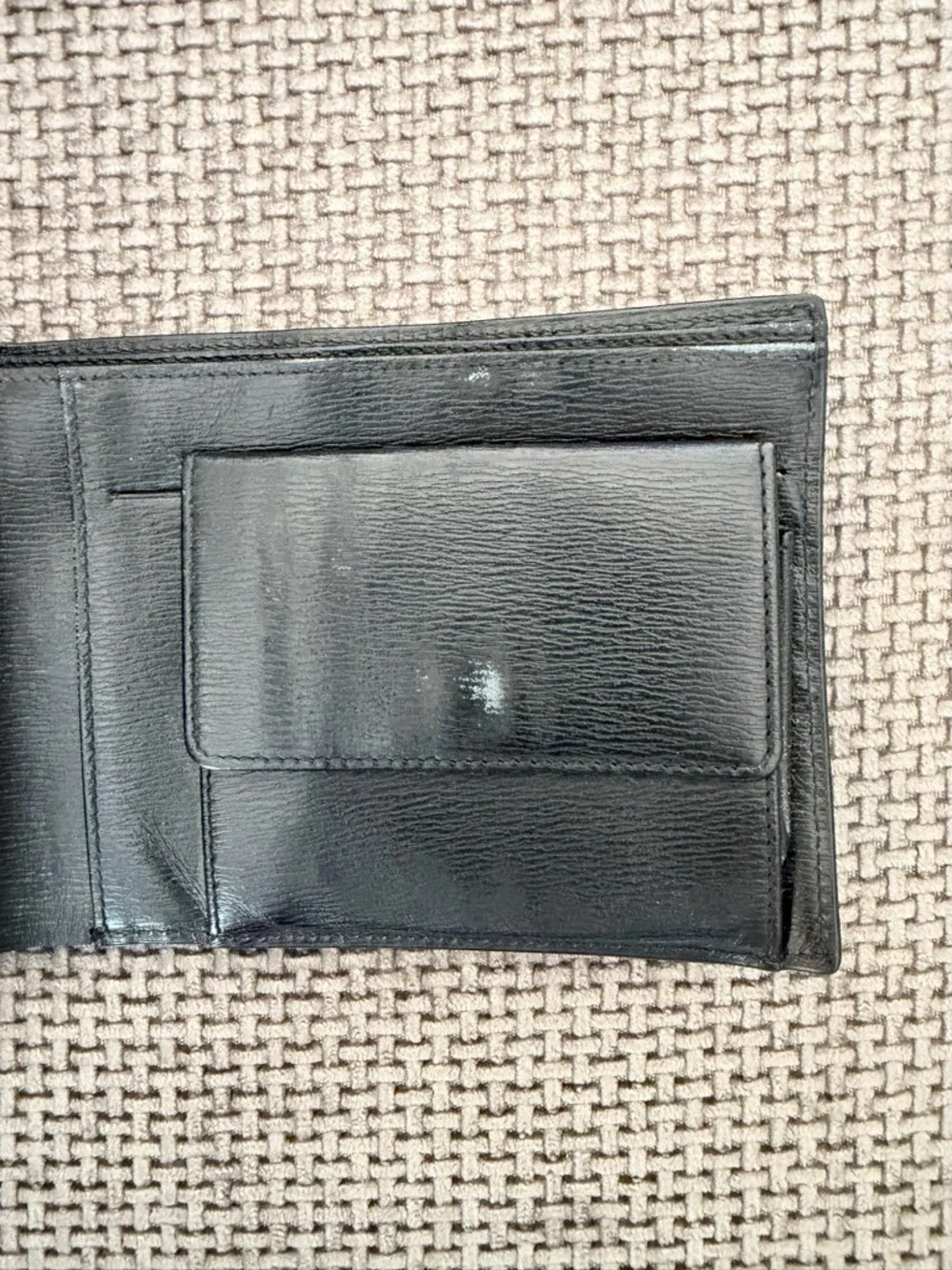 Montblanc Black Leather Bifold Wallet Snap Coin Pocket & Original Box Minimalist
